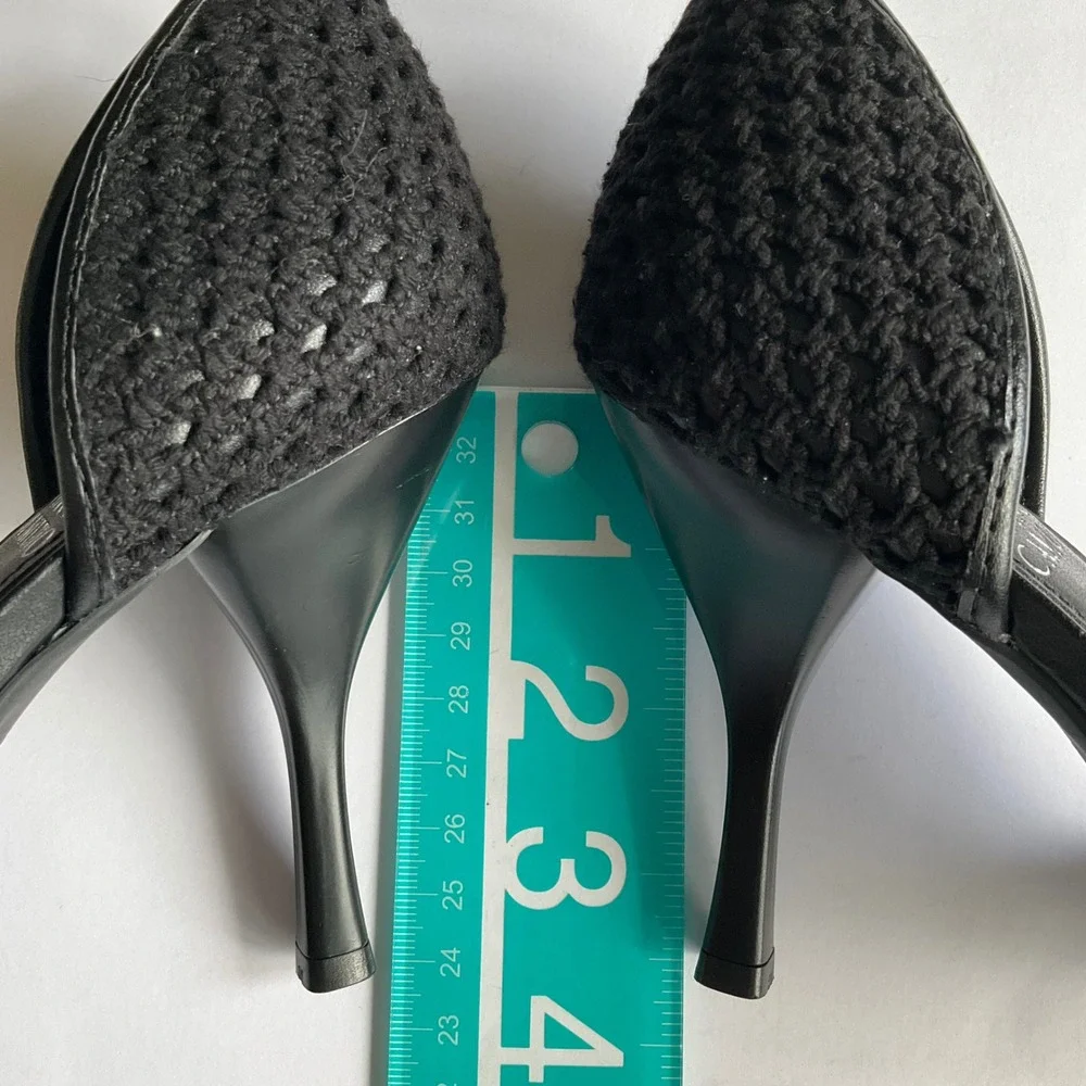Vince Camuto Alandry Black Woven Textured D'Orsay Pointed Toe Stiletto Pumps 7.5